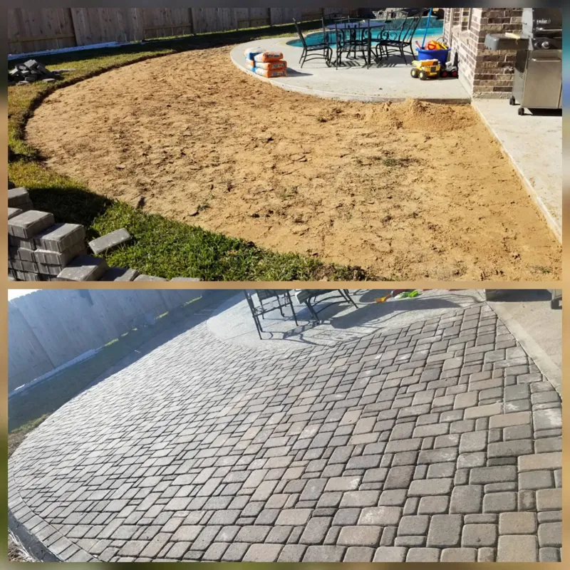 Backyard paver patio, from leveled sand base to finished pavers